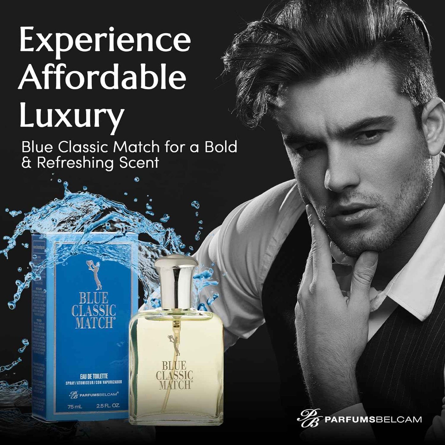 PB ParfumsBelcam Blue Classic Match CM Eau De Toilette Spray, Our Version of a Designer EDT, 75 ml (Pack of 2)