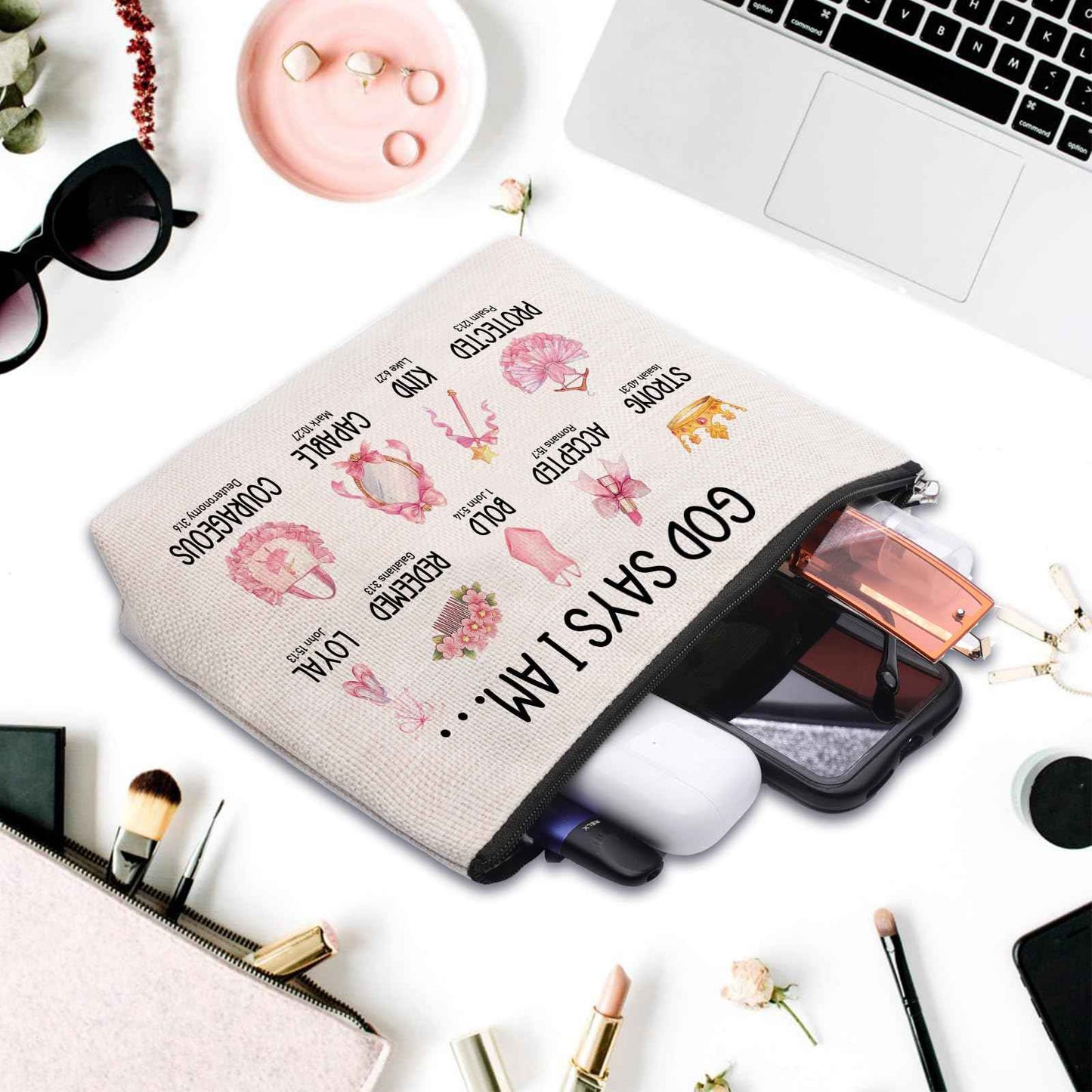 Inspirational Christian Gifts for Her, Religious Gifts Motivational Dancer Ballerina Makeup Bag, God Says I Am Dancer Cosmetic Bag Makeup Pouch