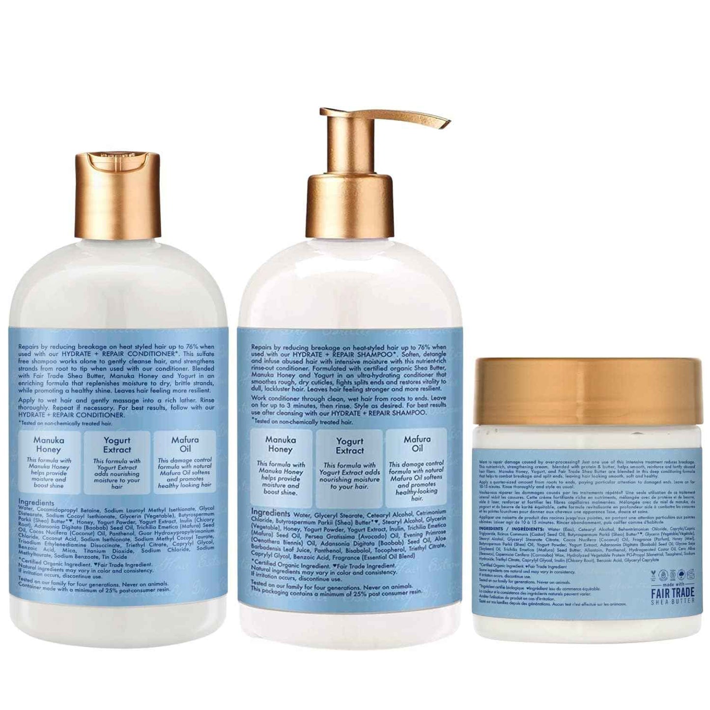 SheaMoisture Shampoo & Conditioner, Manuka Honey & Yogurt Hydrate & Repair + Whipped Curl Cream for Curly Hair Definition, Frizz Control