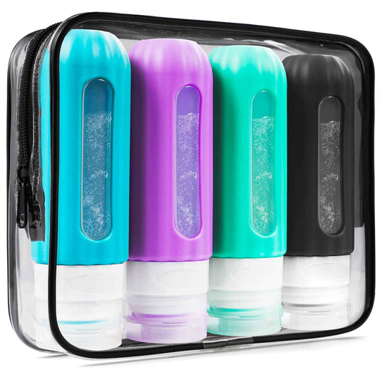 LofyJoy Reusable Silicone Travel Bottles for Toiletries TSA Approved, Leak Proof Travel Size Bottles Refillable Travel Containers for Shampoo Conditioner Mini Bottles 3 oz