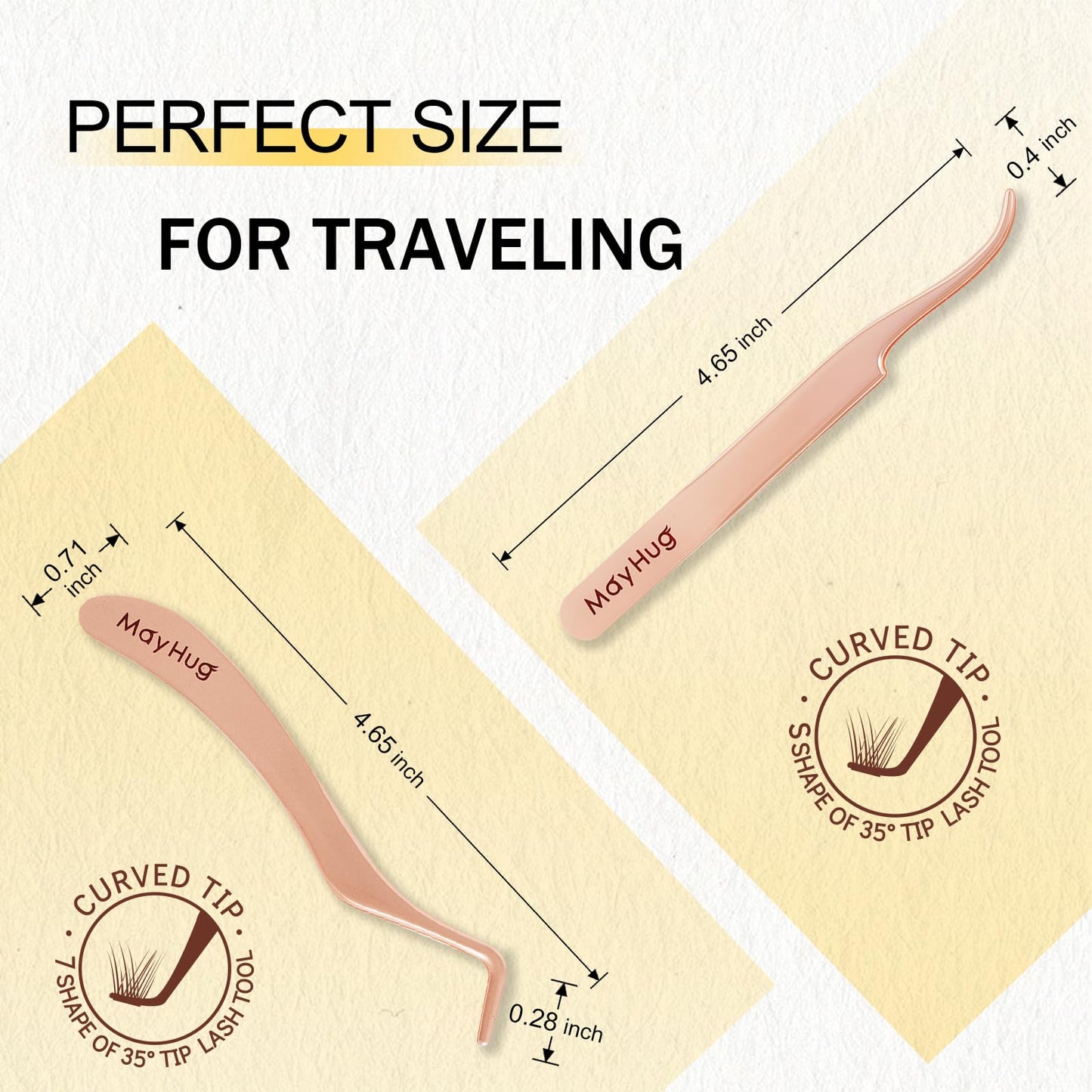 Mayhug Lash Applicator Tool 2PCS Individual Lash Tweezers for Eyelash Extensions Professional Curved Eyelash Applicator for DIY Cluster Lash Applicator