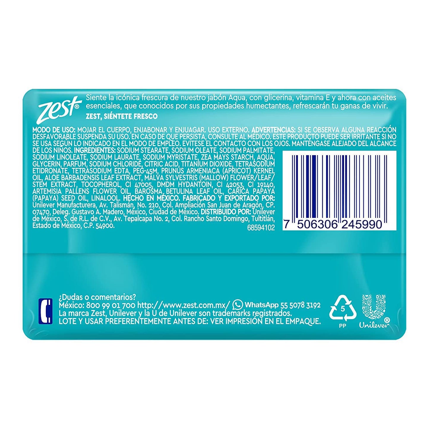 Zest bar soap Aqua Original with Glycerin and Vitamin E bath soap to Feel Fresh with its content of essential oils 135 g (3)