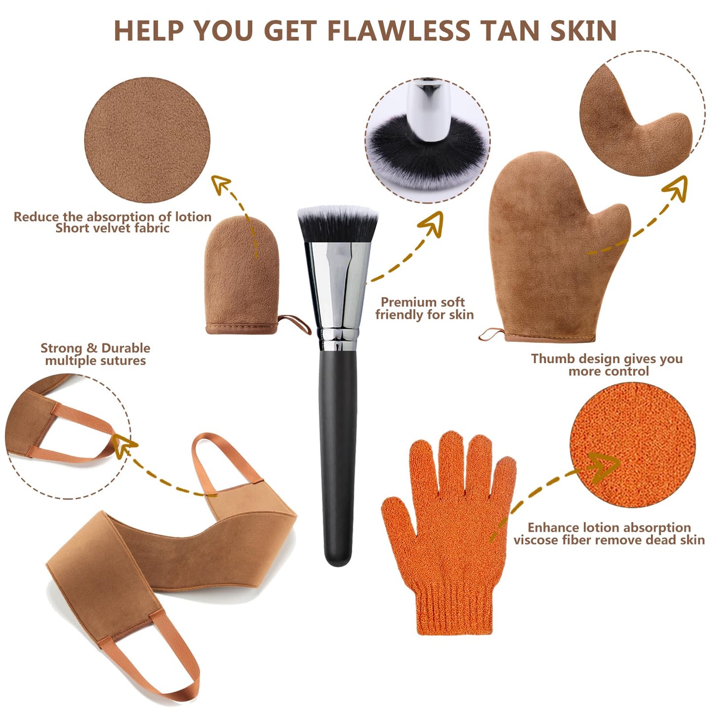 5 in 1 Self Tanning Mitt Applicator Tanning Mitts Self Tanner Kit, Self Tanner Mitt Applicator Sunless Tanner Mitt Self Tanning Glove for Self Tan Mitt Applicator Self Tanner Mit Tanner Glove