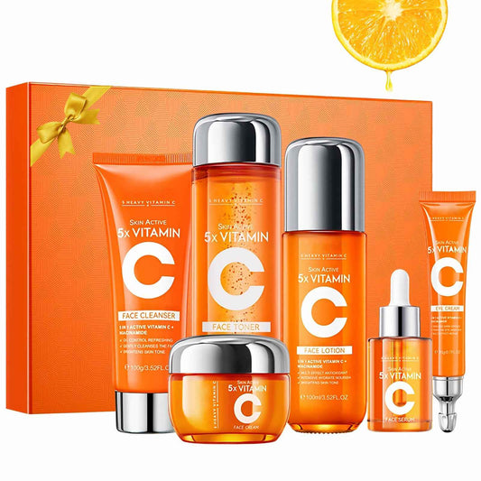 6 Piece Hydrating Skincare Gift Set for Women, Vitamin C Face Care Kit Includes Cleanser, Toner,Serum,Eye Cream,Moisturizer & Body Lotion for Teen Girls Daughter Mother's Day Christmas Birthday Gifts
