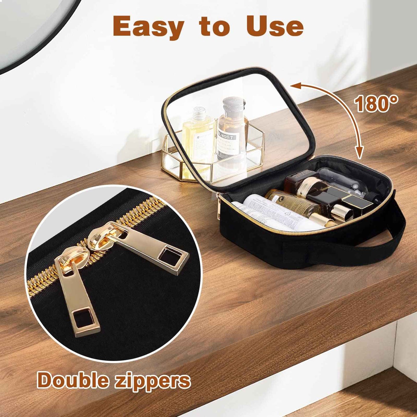 Wedama TSA Approved Toiletry Bag + Hanging Travel Toiletry Bag with Jewelry Organizer Compartment Large Makeup Bag for Travel Business Trips Camping Bathroom