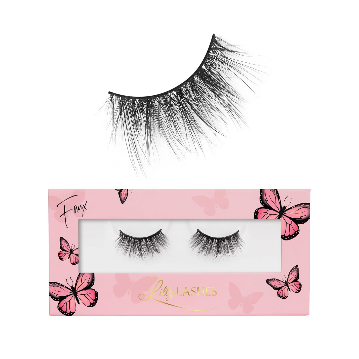 Lilly Lashes Butterfl'eyes Faux Mink Lashes, Half Lashes Natural Look, False Eyelashes, Reusable Eyelashes 20x, No Trimming + Easy to Apply, Round Style, Lash Glue not Included, 13mm (Angel)