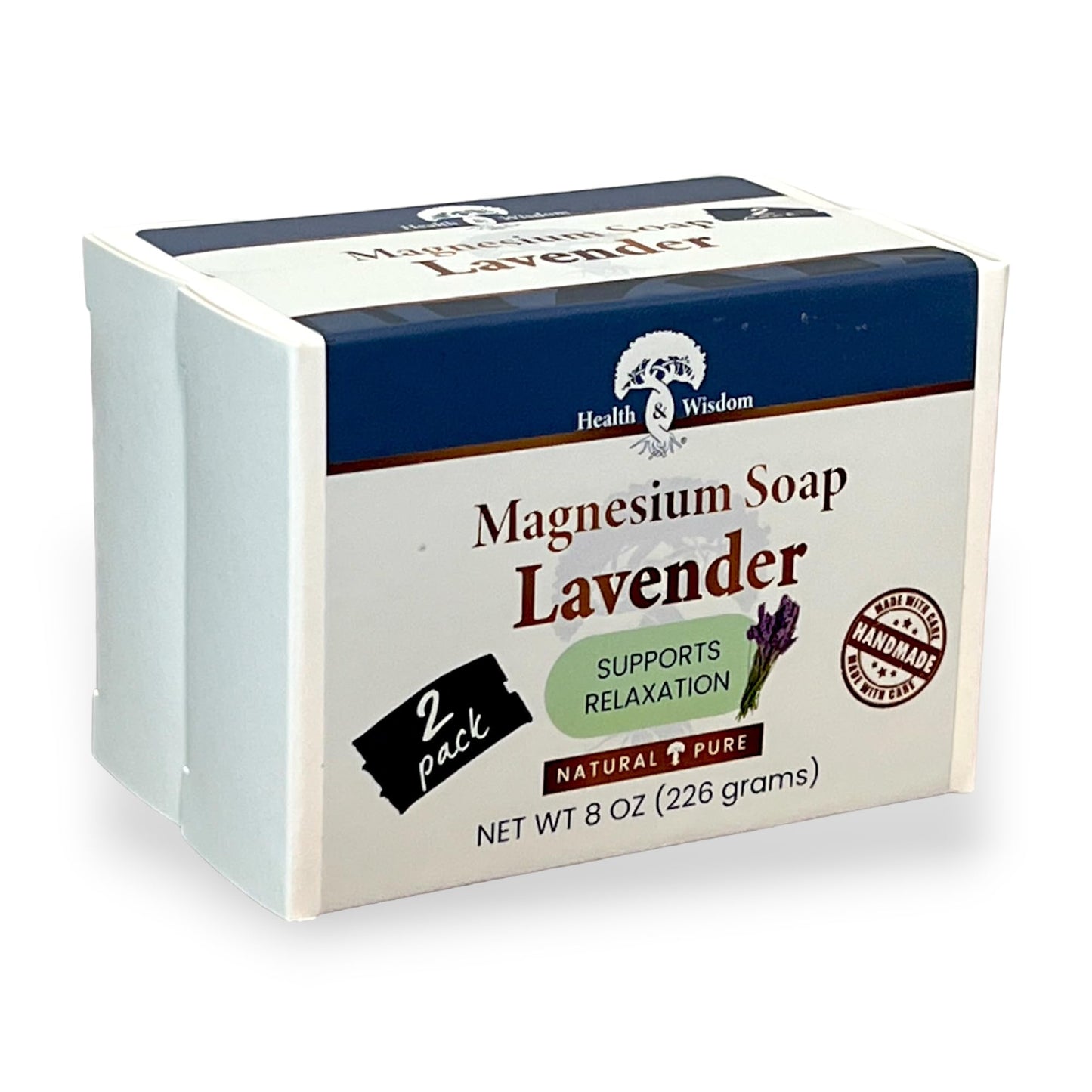 Health and Wisdom Magnesium Soap Bar - Magnesium Body Wash, All Natural Soap Bar, Magnesium Bar Soap, Magnesium Shower, Magnesium Oil, Bath Soap Bars, Lavender Soap Bars - Lavender, 4 Oz (Pack of 2)