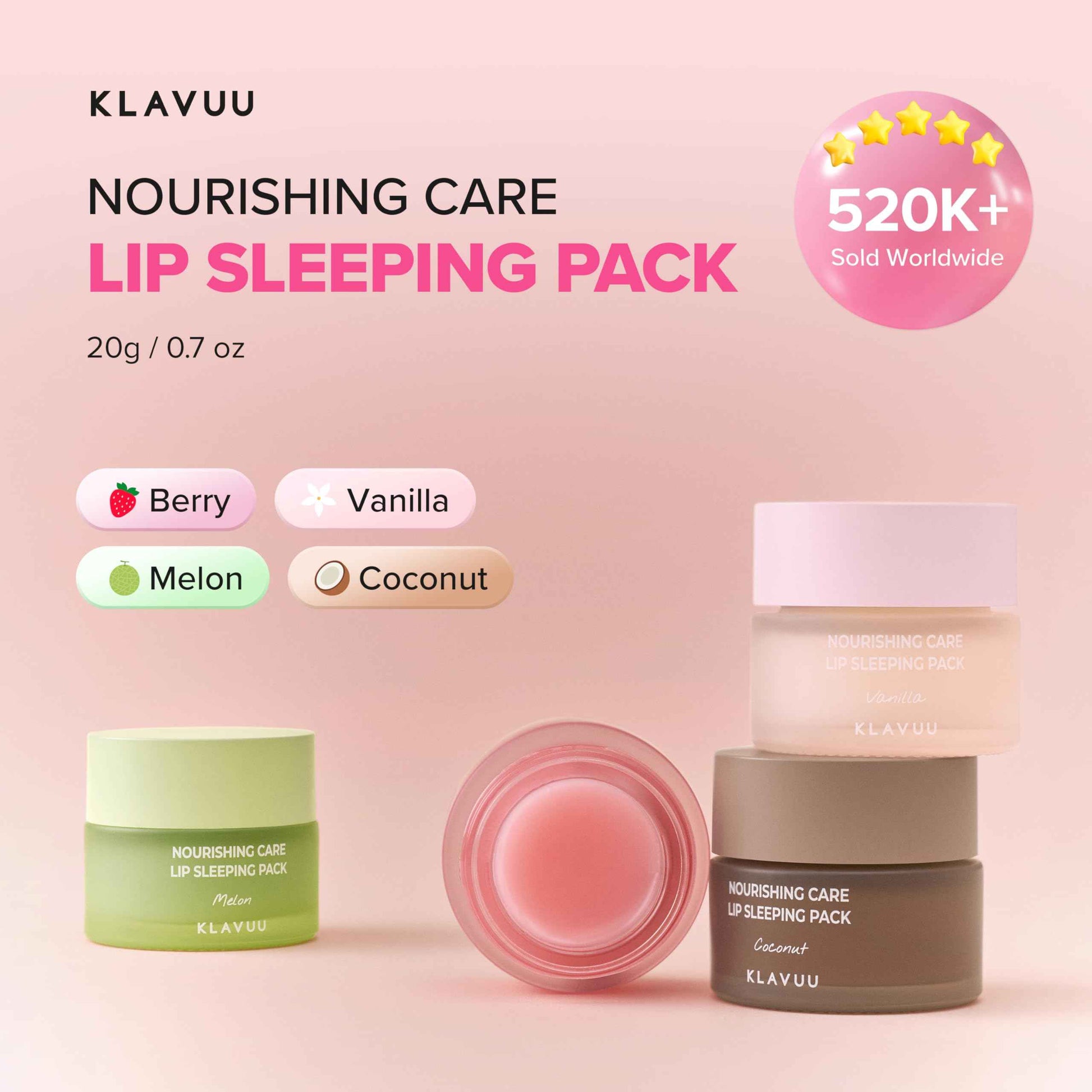 Klavuu Lip Mask Set (2PCS) – Overnight Deep Hydrating Korean Lip Balm Treatment for Very Dry, Chapped Lips | Lip Lightening & Plumping with Instant Hydration | Gentle Exfoliating (Vanilla + Vanilla)
