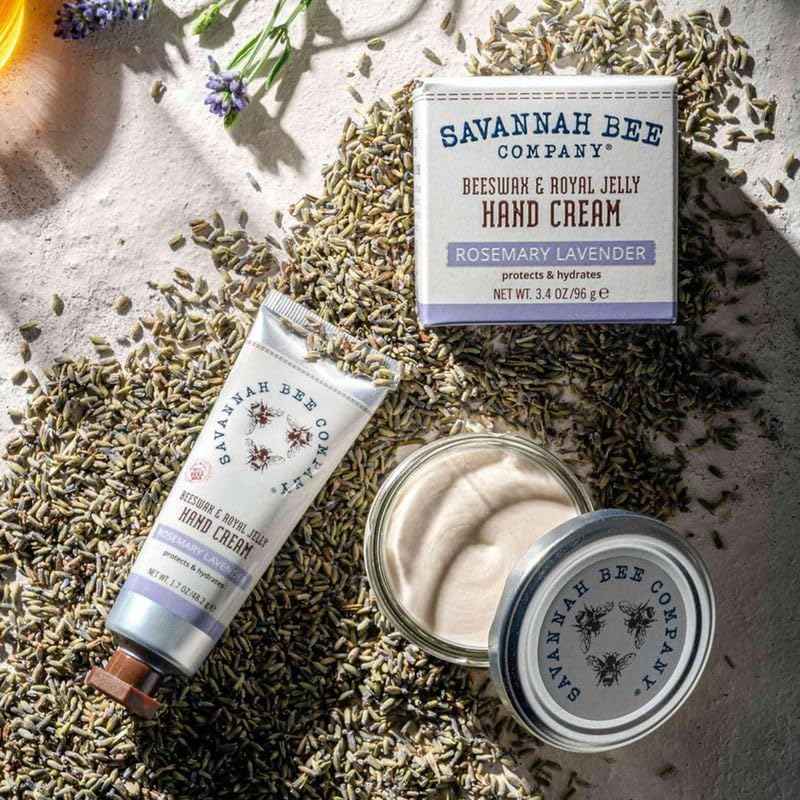 Savannah Bee Company Luxe Hand Cream Set - Rich Natural Honey Almond - Soothing Rosemary Lavender - Vitamin-Rich Dual Scent