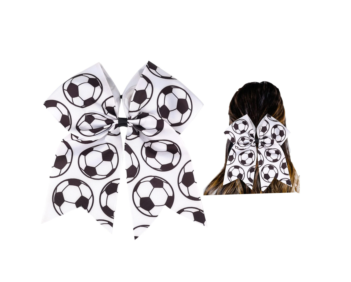 LDDCX Soccer Bow Hair Clips, Hair Accessories for girls. Soccer Hair Bow Clips Football Hair Clips Pin. (FQ1-H, 1PC)