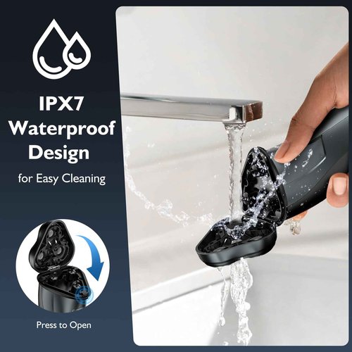 Electric Razor for Men Face, ORVINA Electric Shavers for Men, Portable Rechargeable Waterproof Rotary Shaver with Pop-up Trimmer, LED Display and Travel Lock for Beard Trimming (Silver)