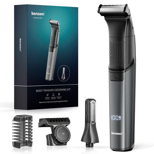 kensen Body Hair Trimmer for Men,Electric Groin & Pubic Hair Trimmer,Mens Body Groomer Kit for Privates,Waterproof Wet/Dry Body Shaver, Comes with Two Replacement Blade and Comb Accessories