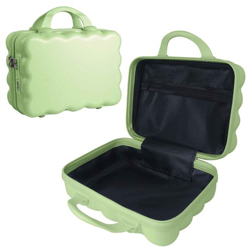 GigabitBest Portable Makeup Travel Case，PC+ABS hard shell cosmetic case,Women's portable cosmetic case with safety lock, suitable for travel and daily use-Green