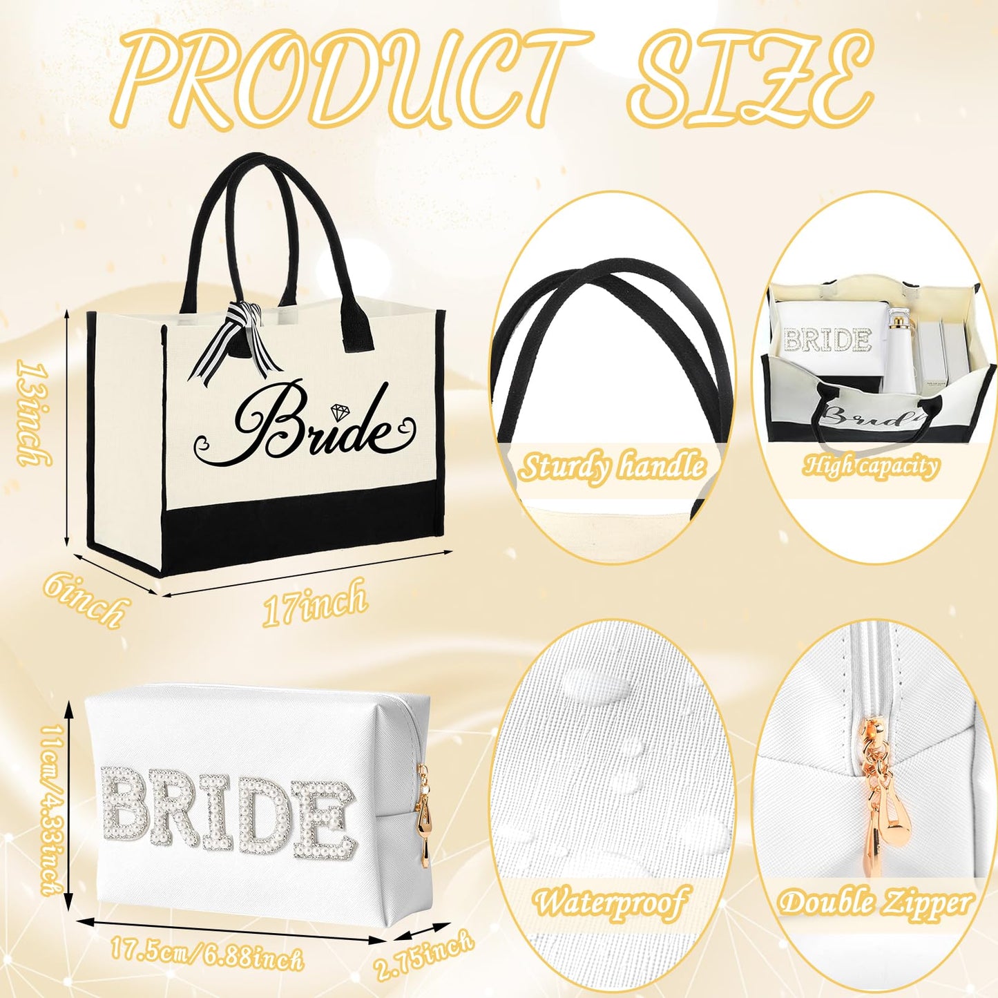 Tkifoda Bride to Be Gifts, Bridal Shower Gifts, Wedding Gifts, Bride Tote Bag Bride Makeup Bag Bride Robe Bride Slippers Bride Hair Clip I Do Slippers Wedding Robe Bride Cosmetic Bag