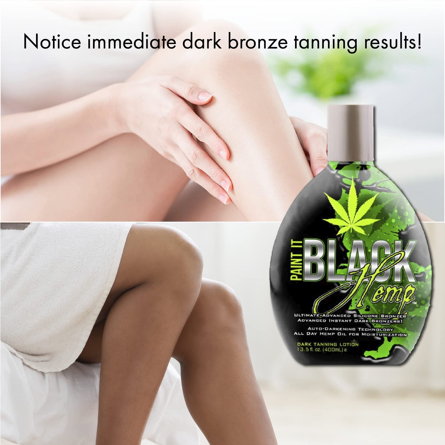 Millennium Tanning Products - Paint It Black Hemp Bronzer & Dark Tanning Lotion - 13.5 Ounce