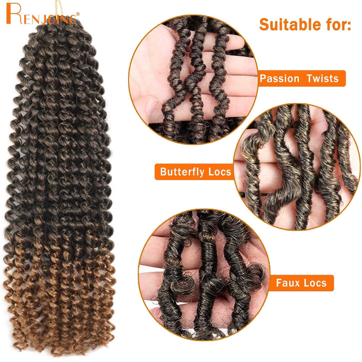 Passion Twist Hair 18 Inch 6 Packs Water Wave Crochet Hair for Passion Twists Long Bohemian Braiding Protective Style Hair Extensions, Tangle Free, No odor, Skin Friendly (18 Inch 6 Packs, T27#)