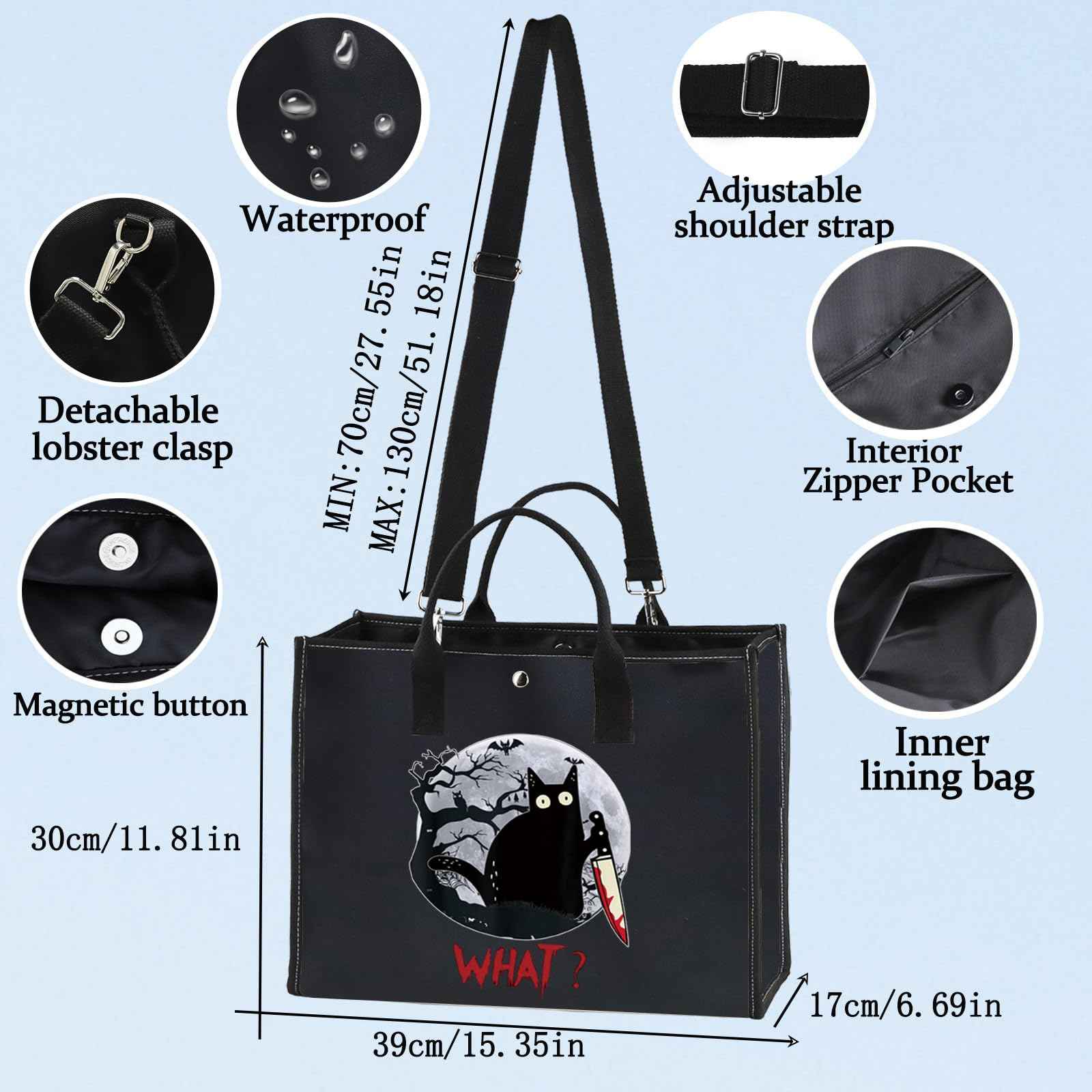 LEVLO Murderous Cat With Knife Cosmetic Make Up Bag Sneaky Cartoon Aminal Inspired Gifts Cat What Makeup Zipper Pouch Bag (C at What LT)