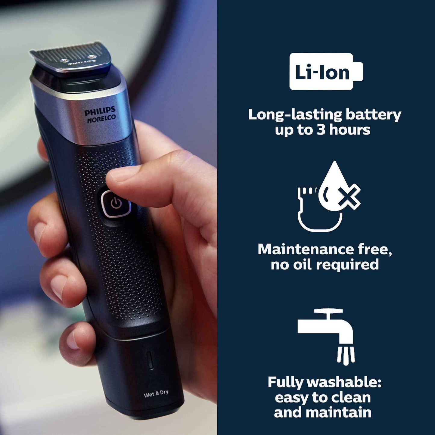 Philips Norelco Multigroom 5000 Series, All-in-One Trimmer and Hair Clipper, 18-Piece Men's Grooming Kit for Beard, Face, Hair, Body and Intimate Areas, No Blade Oil Needed, Model MG5910/49