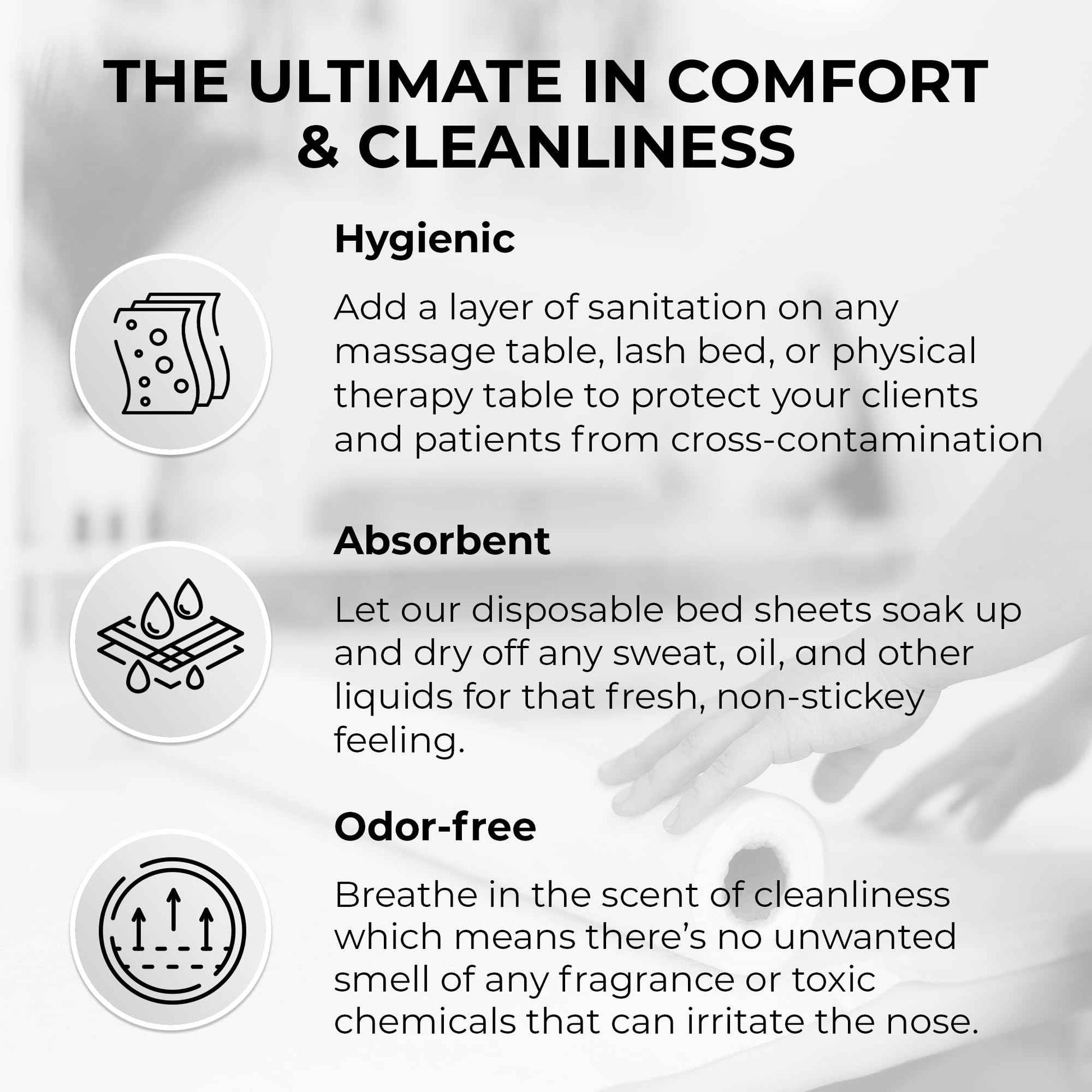 MASERTIO Disposable Massage Bed Cover - 60 Sheets Per Roll, Non-woven Disposable Material - Ideal for Spa, Massage Table, Tattoo, Waxing Table - No Crinkle Table Sheets - 31.5 x 71 Inches (1 Roll)