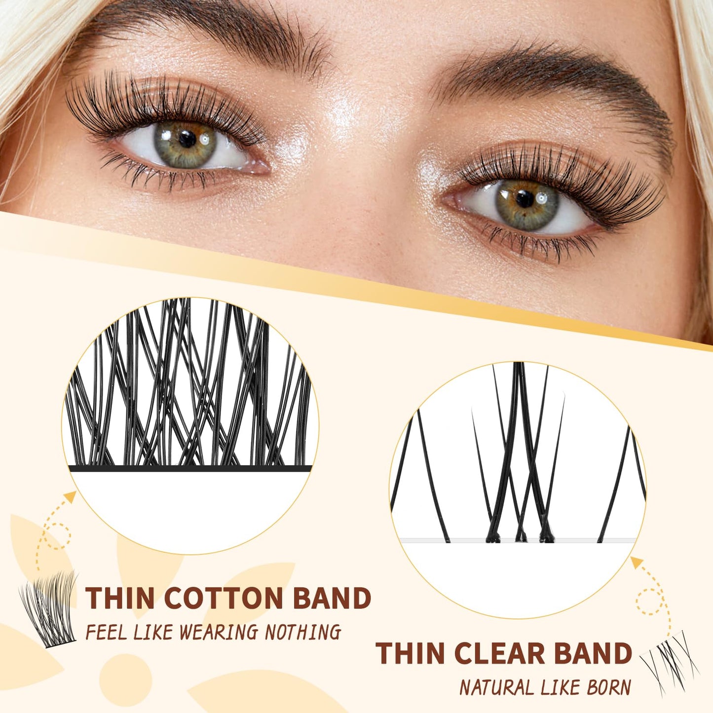 QUEWEL Cluster Lashes Kit Upper and Lower Eyelash Clusters with Long-Lasting Lash Clusters Bond, DIY Lash Extensions Can Be Completed In Three Steps, and Beginners Can Easily Use(Easy 01-MIX)