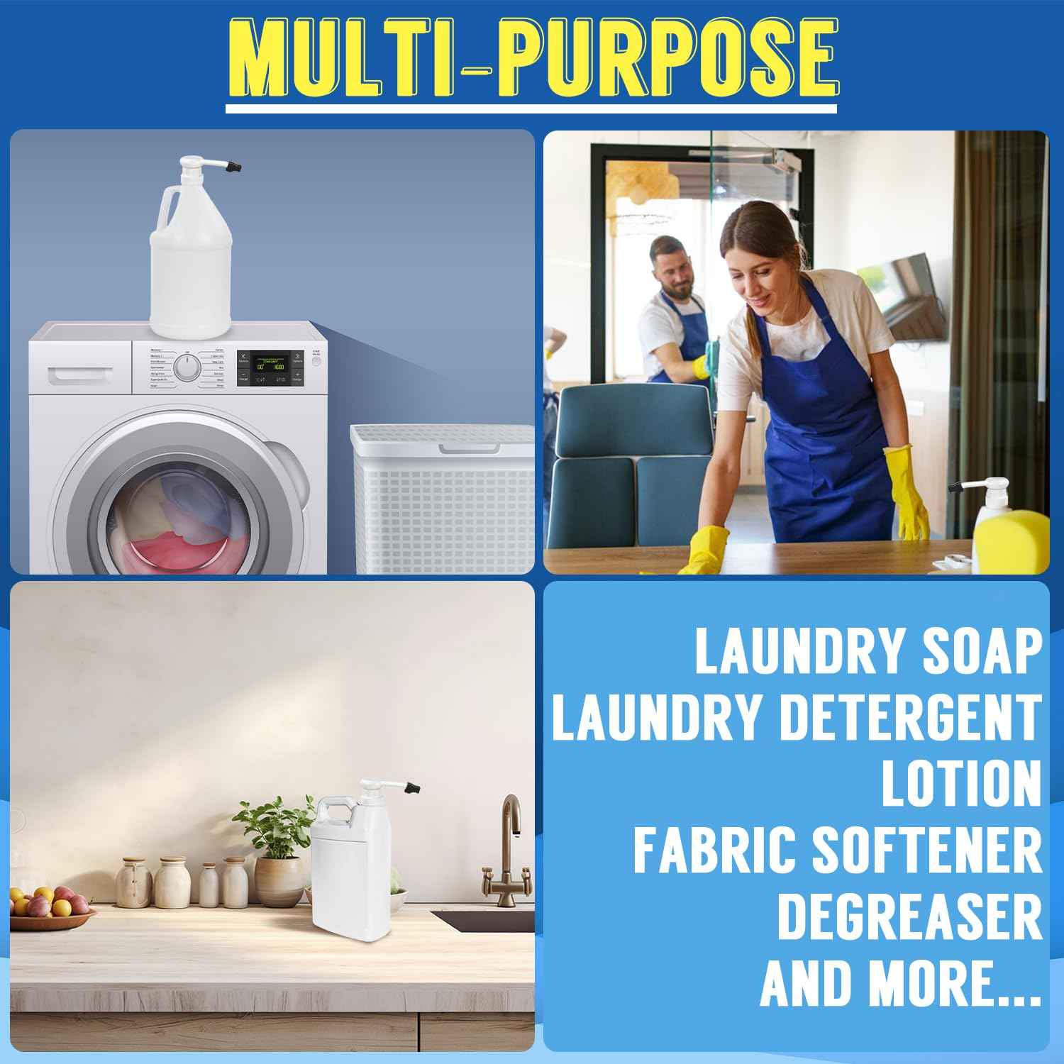 2 Pack 5 Gallon Pump Dispenser 38-400 1 oz Dispenser Pump for Large Gallon Bucket with 50cm Extended Tube, Cap to Avoid Dripping, Great for Shampoo, Conditioner, Bleach Liquid, Laundry, Detergent, Oil