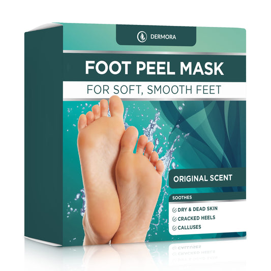 DERMORA Foot Peel Mask - 4 Pack of Regular Size Skin Exfoliating Foot Masks for Dry, Cracked Feet, Callus, Dead Skin Remover for baby soft feet, Original Scent