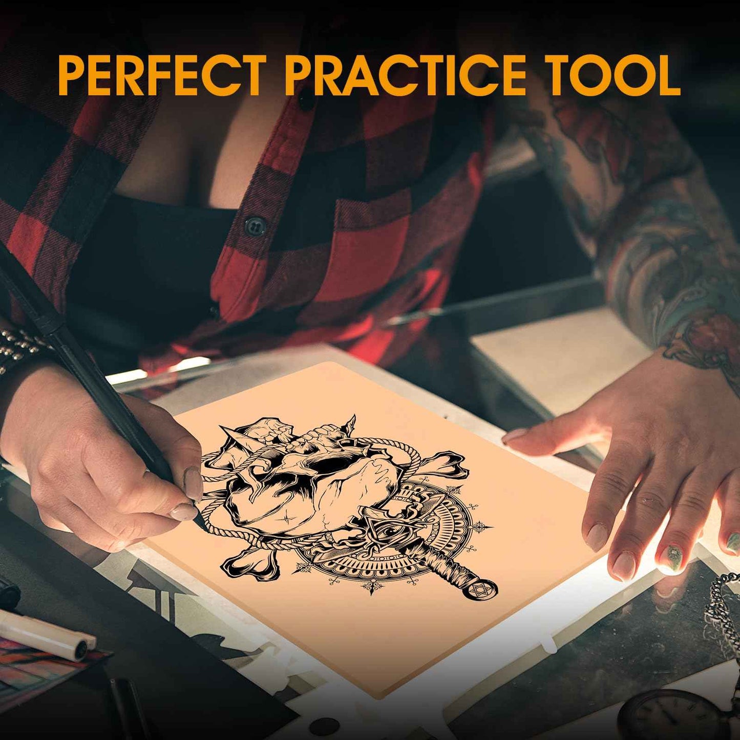 TUXIYA 50pcs Blank Tattoo Skin, Double Sided Blank Tattoo Practice Skins, 7.5x5.7in Fake Skin, for Tattooing and Eyebrow Practice – Suitable for Beginners and Experienced Artists