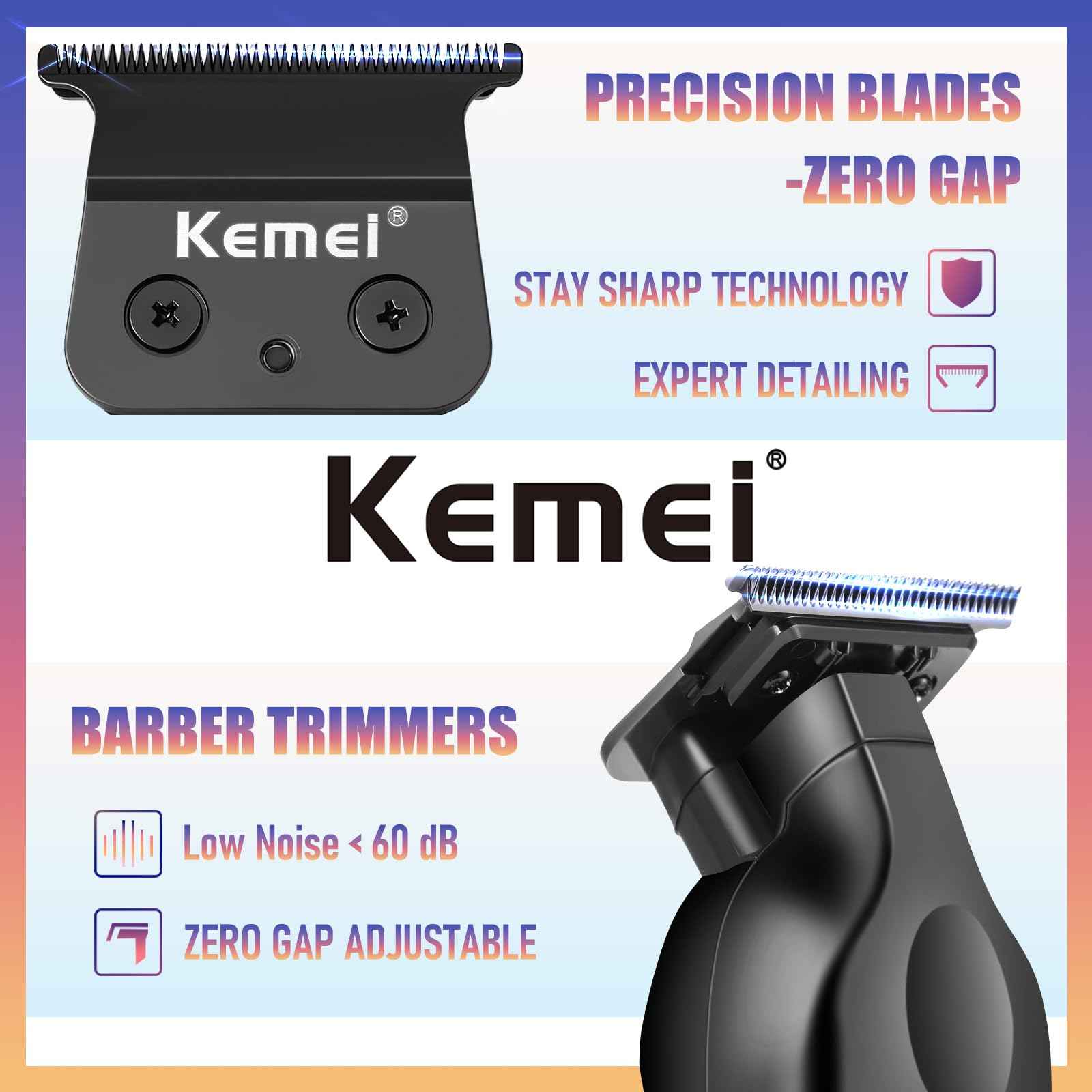 KEMEI 2299 Cordless Hair Clippers for Men Professional Zero Gapped Trimmer & Barber Hair Cutting Kit, Ideal Gifts for Men