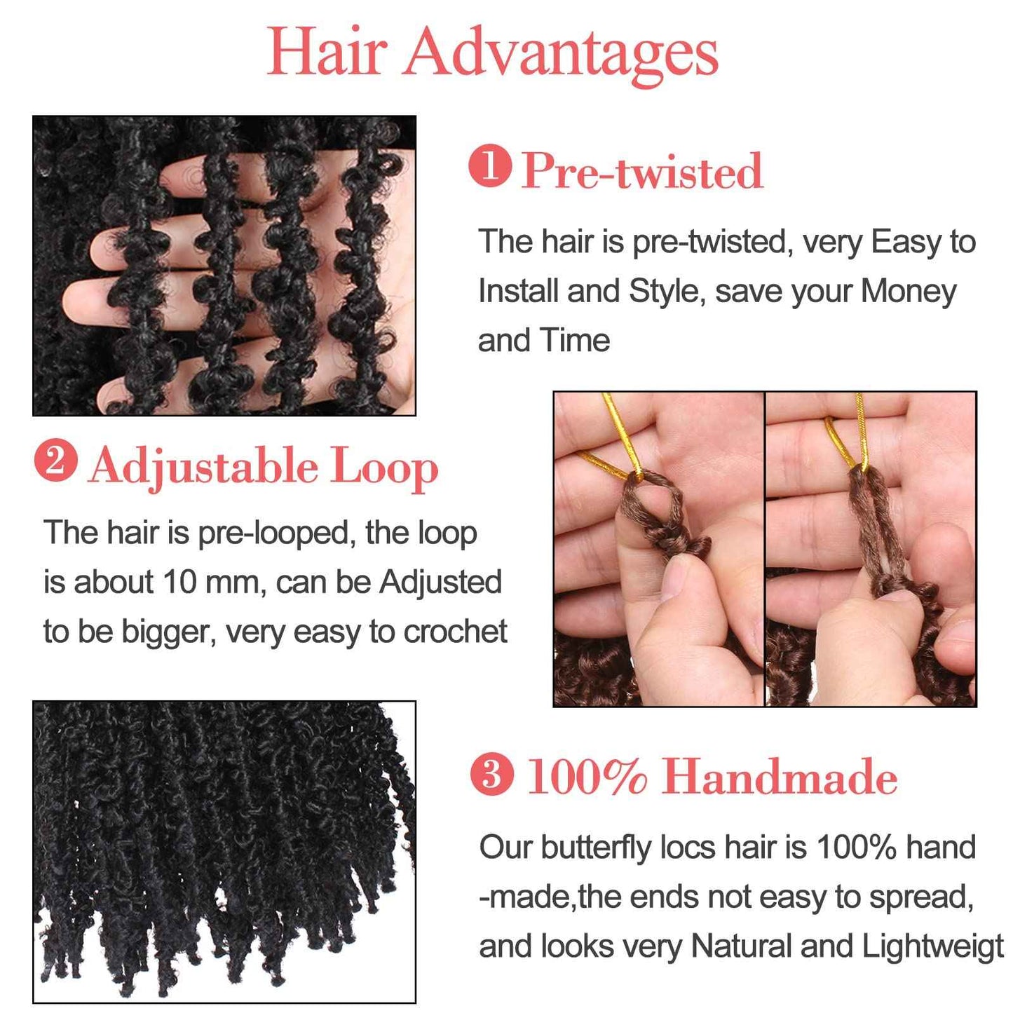 Leeven 30 Inch Long Butterfly Locs Crochet Hair 6 Packs Distressed Locs Crcoeht Braids Hair Natural Black Pre looped Synthetic Messy Goddess Butterfly Soft Locs Crochet Hair Extensions 1B#