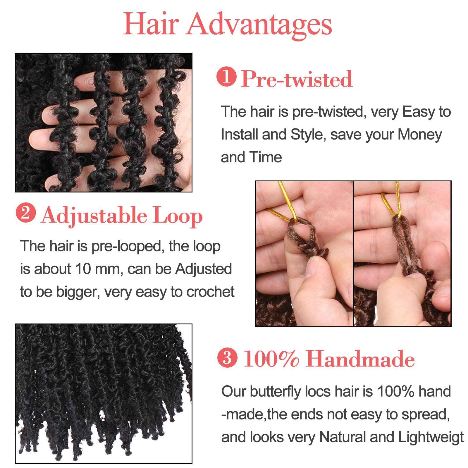 Leeven 30 Inch Long Butterfly Locs Crochet Hair 6 Packs Distressed Locs Crcoeht Braids Hair Natural Black Pre looped Synthetic Messy Goddess Butterfly Soft Locs Crochet Hair Extensions 1B#