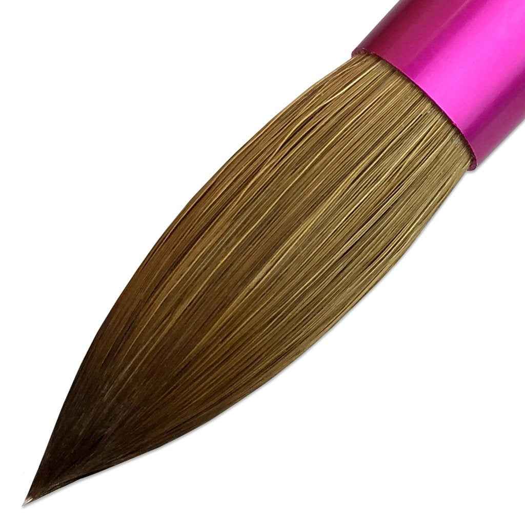 PANA Pure Kolinsky Hair Acrylic Nail Brush - Round Shape Pink Ferrule with White Swirl Blue Handle (Size 16)