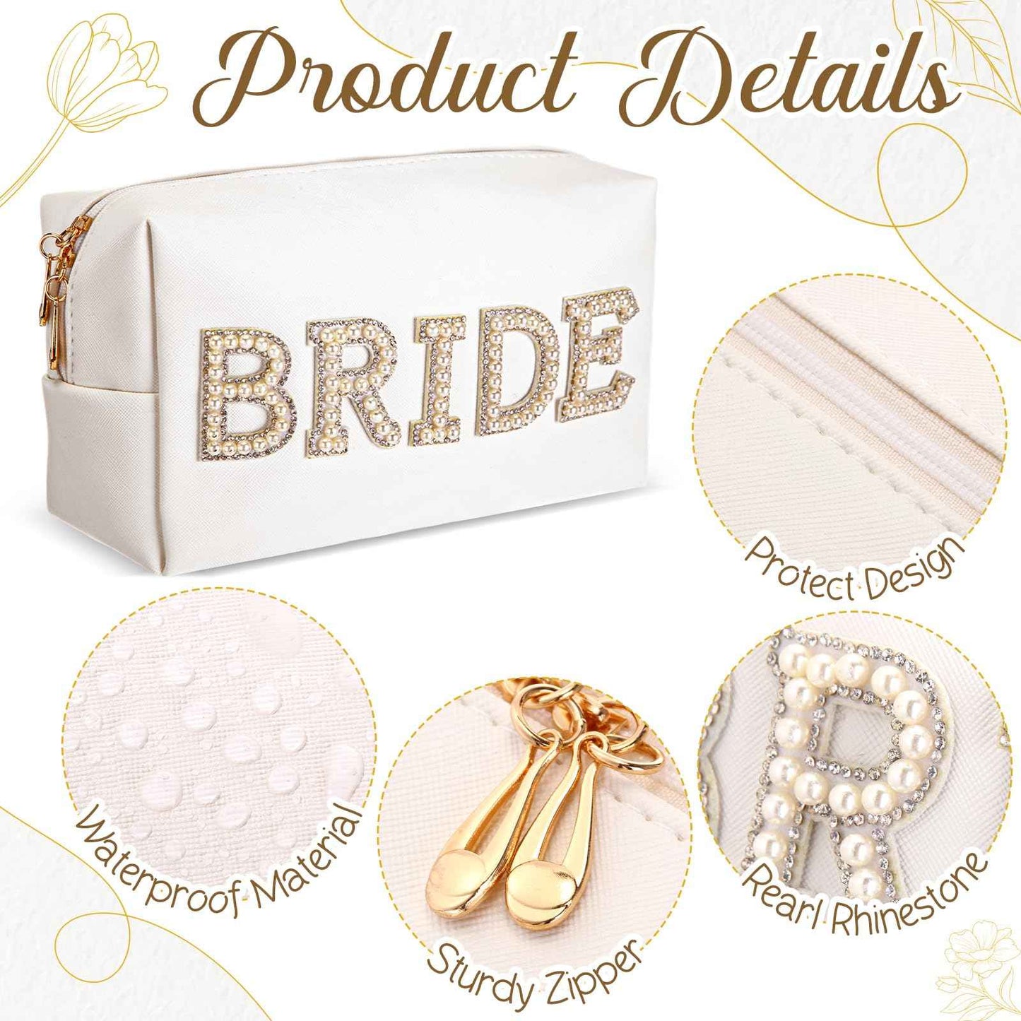 Shyyween 5 Pcs Bridal Gift Set Bride Makeup Bag I Do Bride Slippers Claw Hair Clip and Hairpins Accessories Wedding Engagement Gift Shower for Bridal Engagement Bachelorette Party
