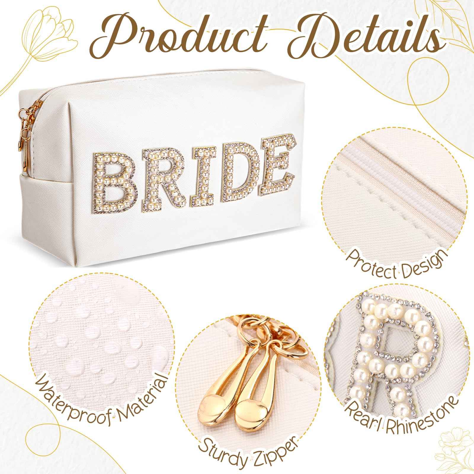 Shyyween 5 Pcs Bridal Gift Set Bride Makeup Bag I Do Bride Slippers Claw Hair Clip and Hairpins Accessories Wedding Engagement Gift Shower for Bridal Engagement Bachelorette Party