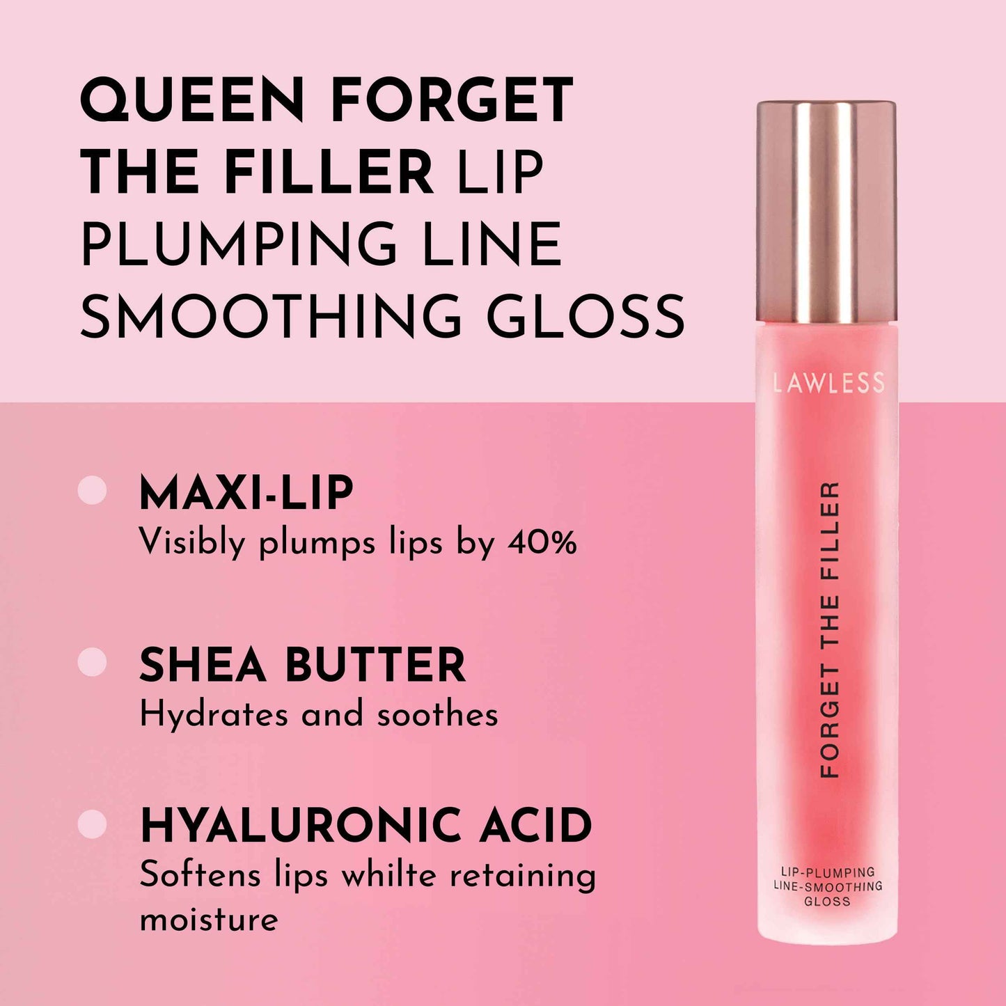 Lawless Women's Forget The Filler Lip Plumper Line Gloss - Queen Size, Cherry Vanilla, Red, 0.19 Fl Oz (Pack of 1)