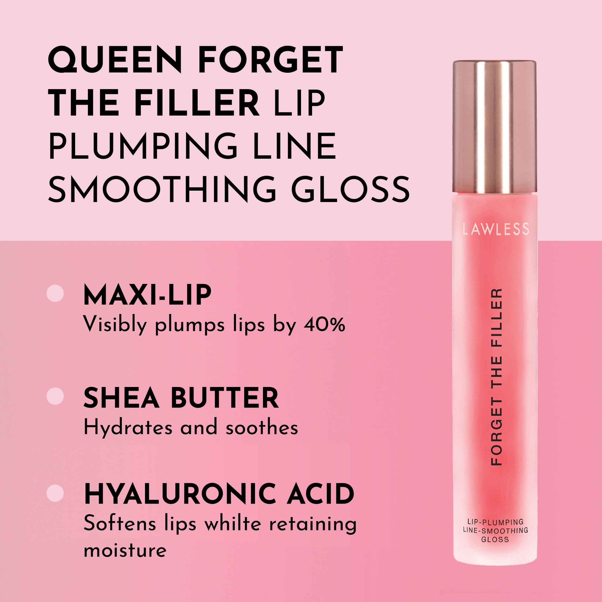 Lawless Women's Forget The Filler Lip Plumper Line Gloss - Queen Size, Cherry Vanilla, Red, 0.19 Fl Oz (Pack of 1)