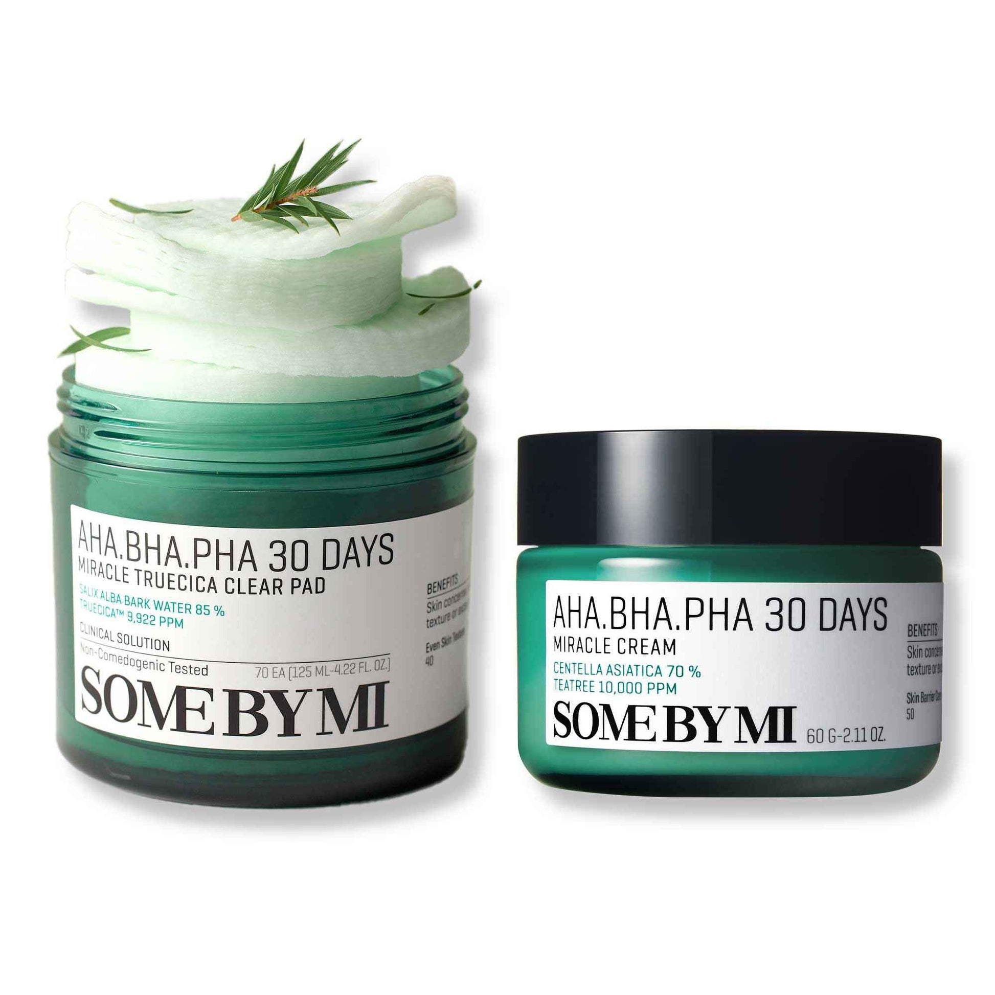 SOME BY MI AHA BHA PHA 30 Days Miracle Cream & Miracle Truecica Clear Pad