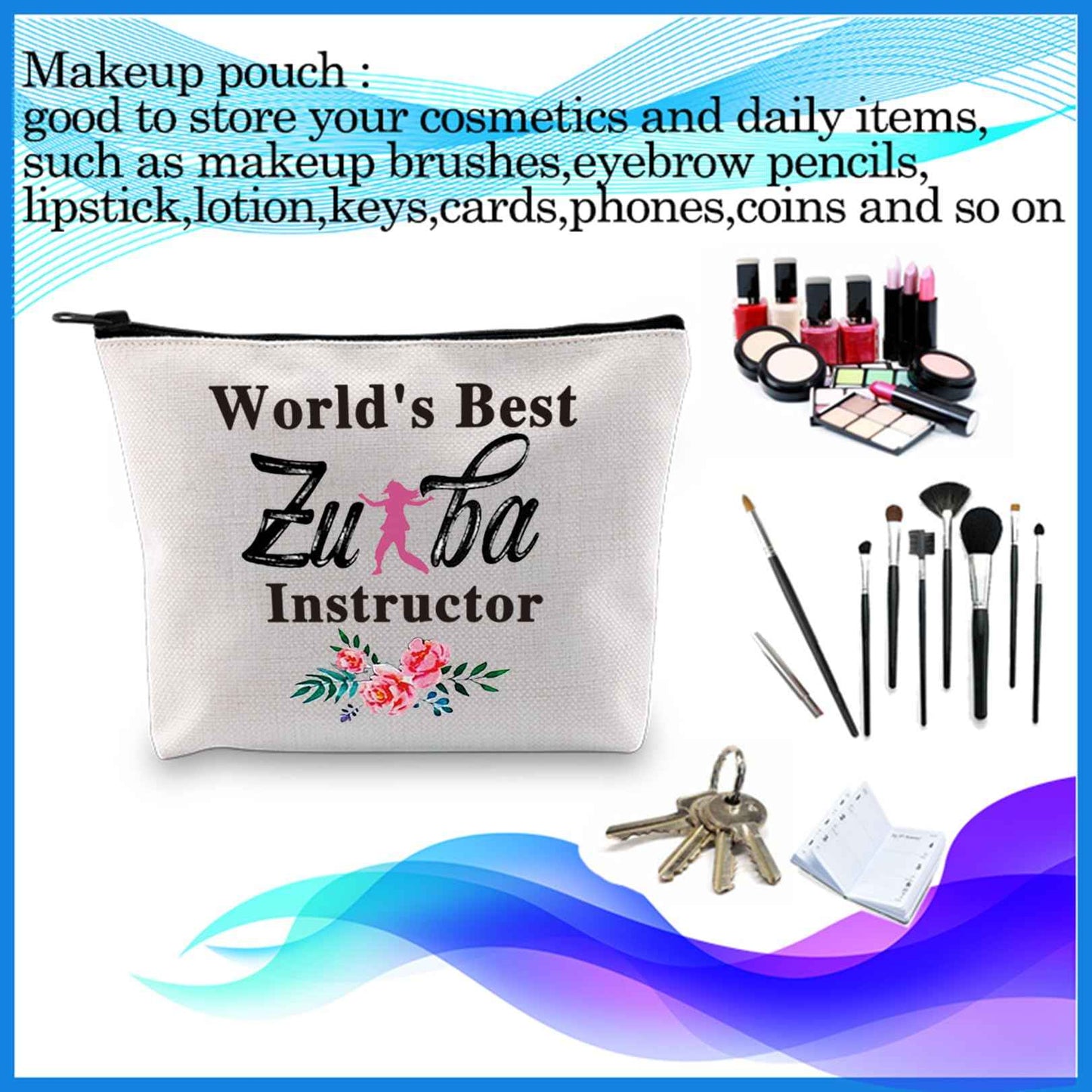 PXTIDY World's Best Zumba Instructor Makeup Bag Zumba Teacher Gift Zumba Dance Teacher Appreciation Gifts Cosmetic Bag (Best Zumba)