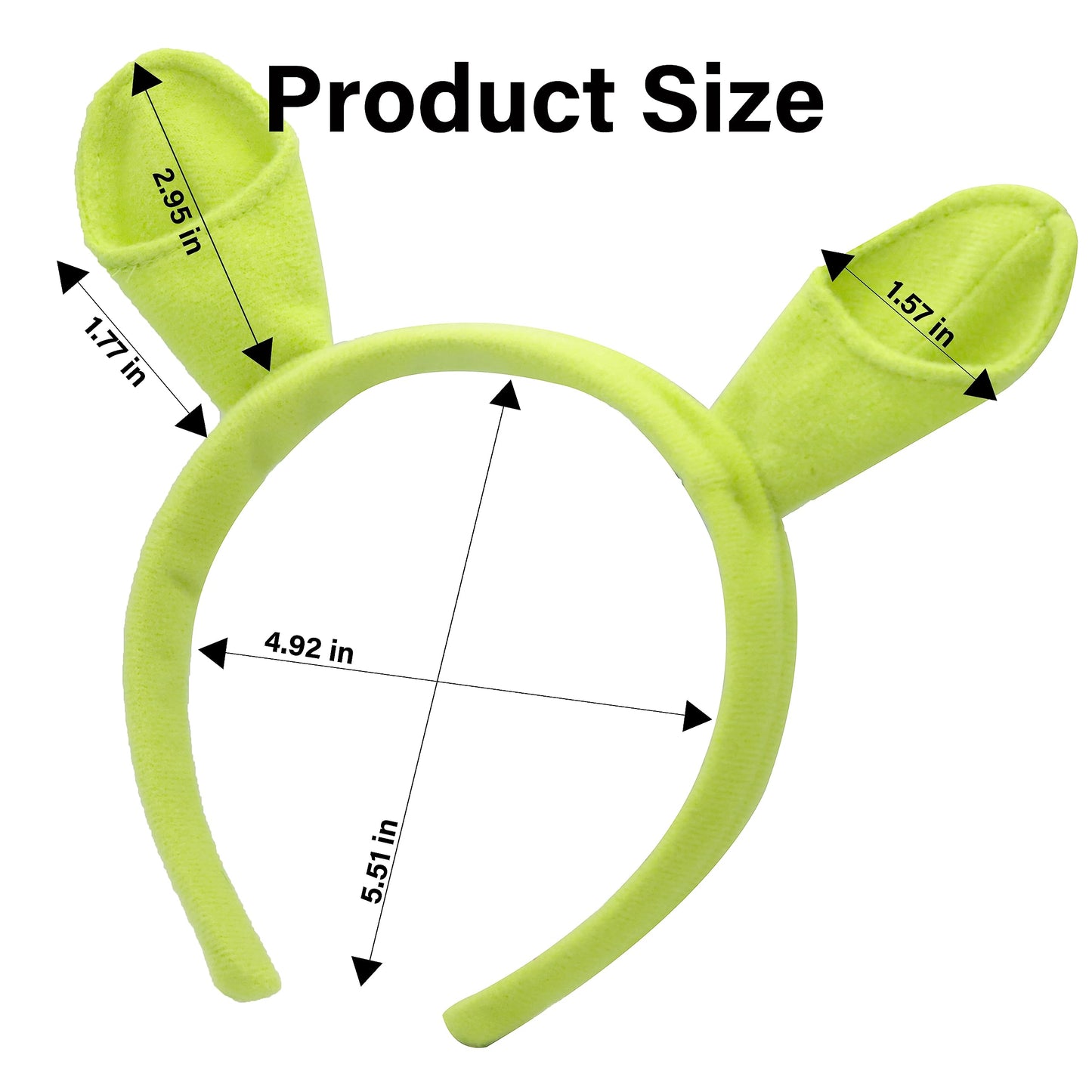 Union Power Shrek Headband Dressing Up Ears Green Hair band Funny Headwear Halloween Costume for Adult Kids Party Decoration (Shrek Headband)