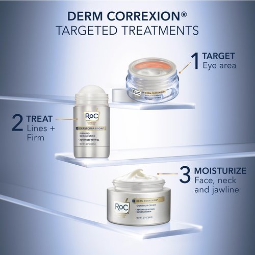 RoC Derm Correxion Advanced Retinol Firming Serum Stick with Antioxidants to Visibly Tighten and Firm Wrinkles & Laugh Lines, Stocking Stuffers for Men & Women, 1.0 oz with Retinol Eye Cream Packette