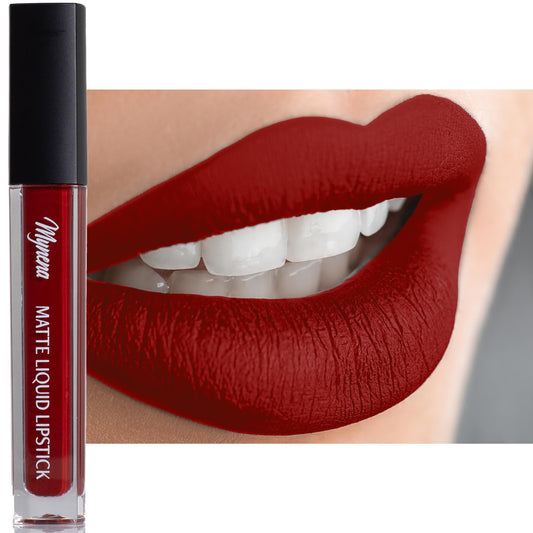 Mynena Blue Red Vegan Liquid Matte Lipstick Long Lasting Waterproof Lightweight High Pigment Color Talc-Free Paraben-Free | Elle