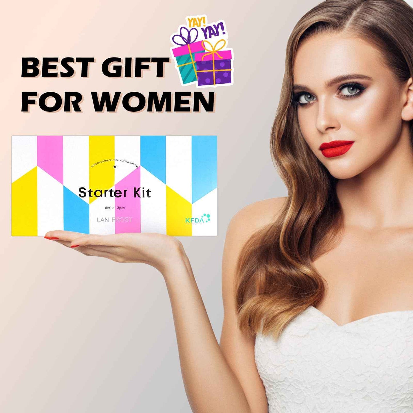 TRESSON BB Facial Glow Serum Starter Kit Hyaluronic Acid Essence Foundation Skin Care Kit 0.27oz 12 Vials, Combined With Niacinamide and Peptides To Skin Tone Anti-Aging Foundation Light Rose #3