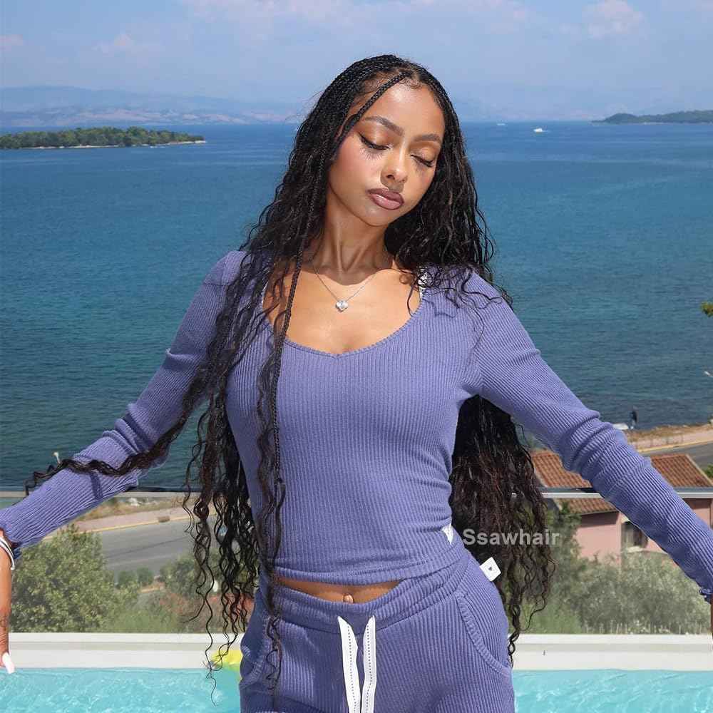 Ssawhair Pre-Divided Deep Wave Bulk Human Hair For Boho Braids Double Drawn Curly Virgin Human Hair Bulk For Braiding Hair Extensions 18Inch 50g 160Roots