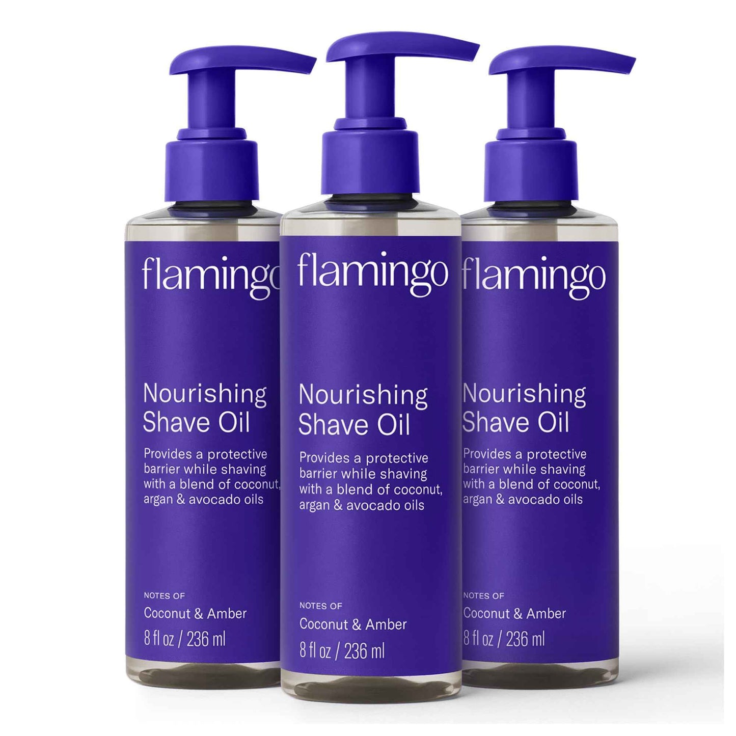 Flamingo Nourishing Shave Oil for Women with Coconut, Argan, & Avocado oils, 8 FL OZ, Pack of 3