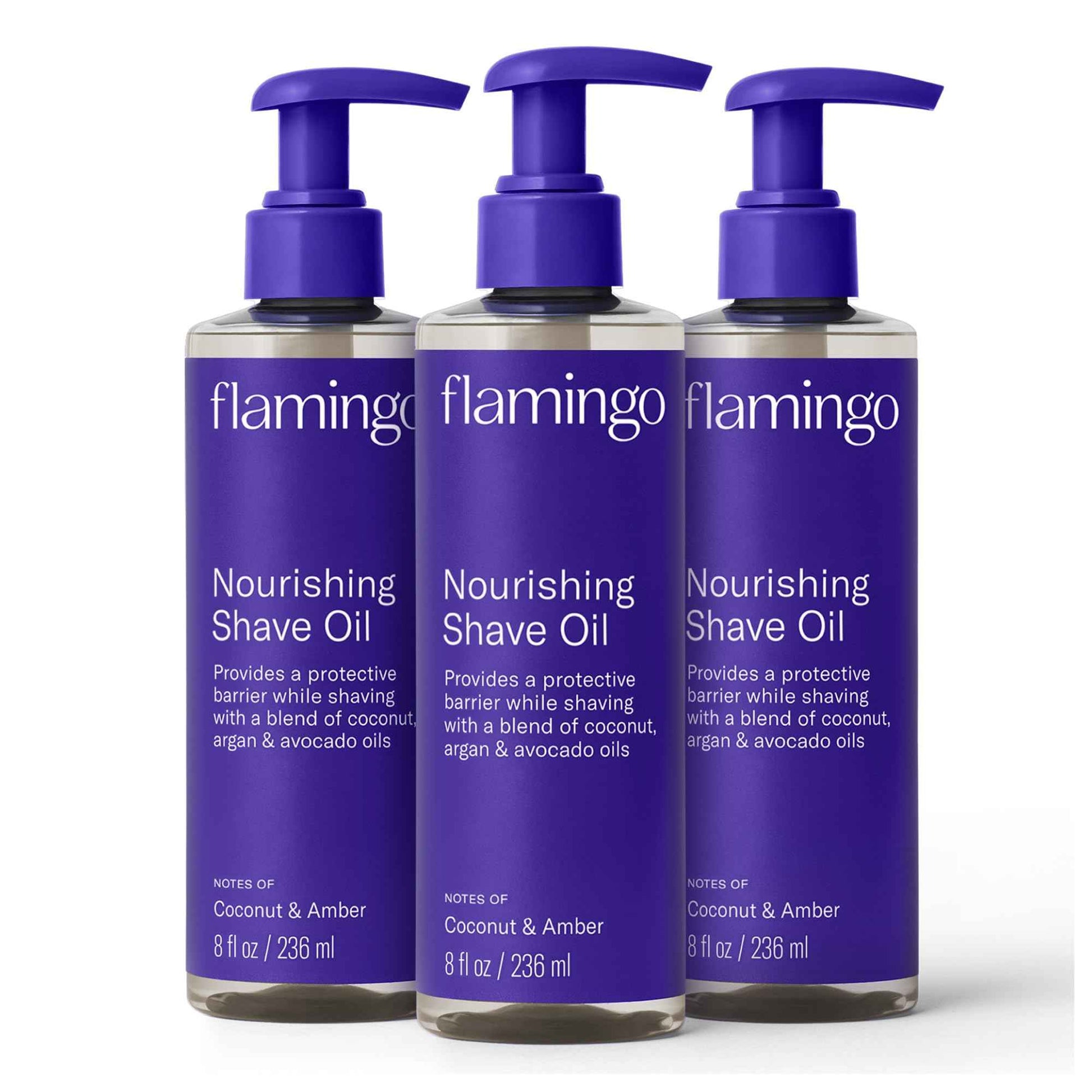 Flamingo Nourishing Shave Oil for Women with Coconut, Argan, & Avocado oils, 8 FL OZ, Pack of 3