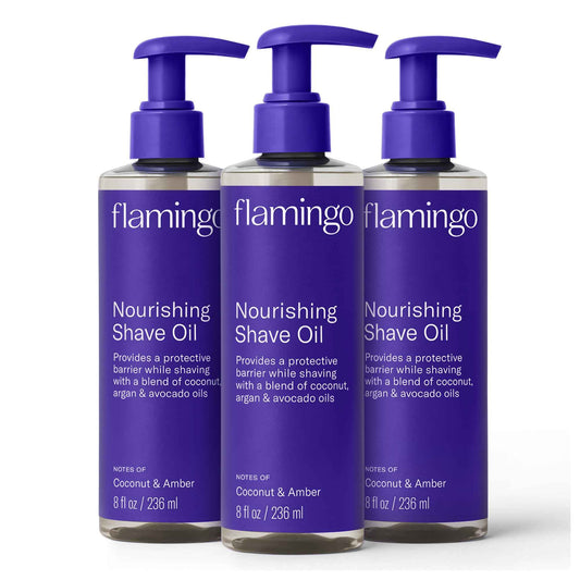 Flamingo Nourishing Shave Oil for Women with Coconut, Argan, & Avocado oils, 8 FL OZ, Pack of 3