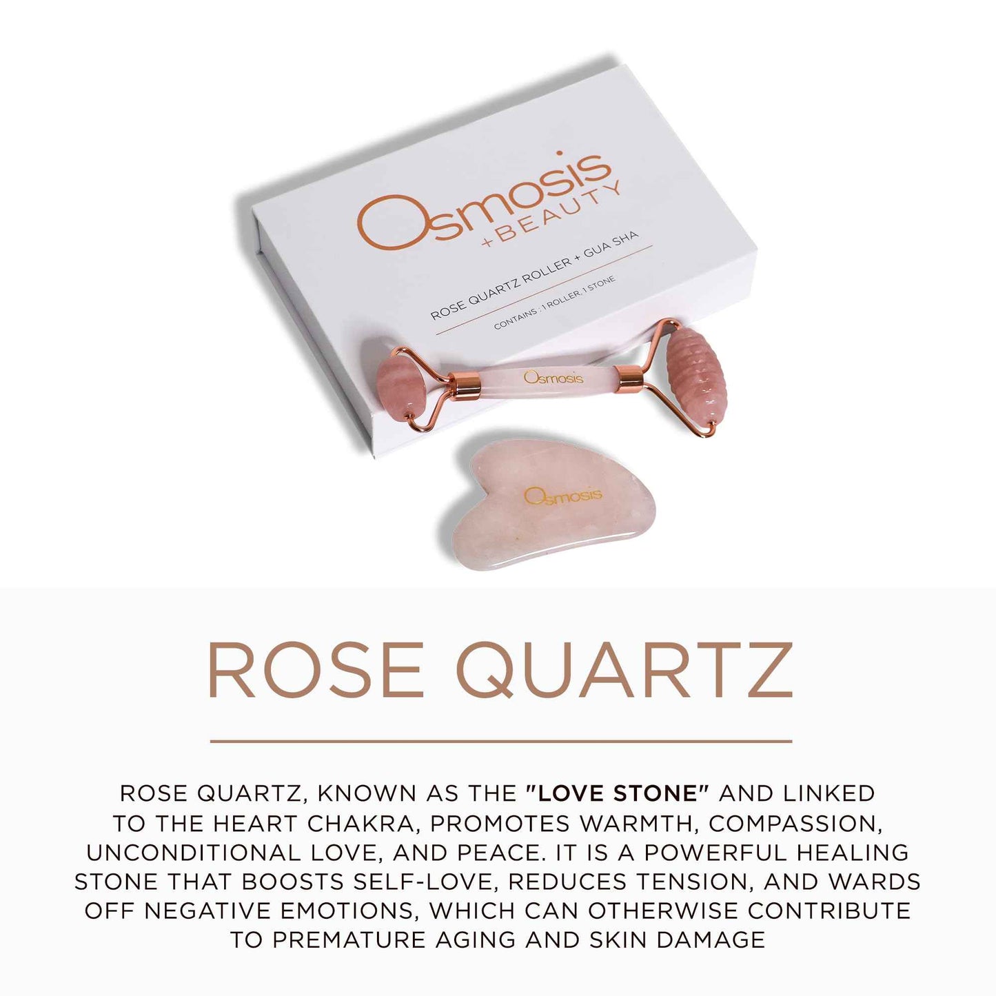 Osmosis Skincare Osmosis Rose Quartz Roller + Gua Sha, 1 ct.