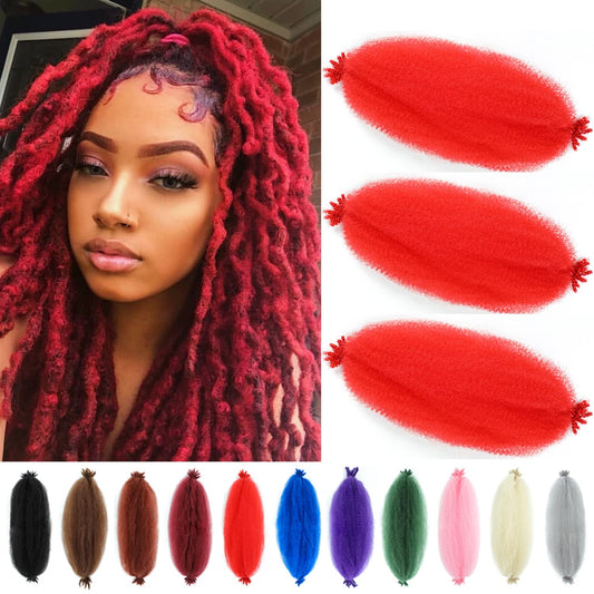 Springy Afro Twist Hair 12 Inch 3 Packs Red Color Pre Fluffed Marley Twist Braiding Hair for Black Women (12 inch, 1B) … (12 inch, Red)