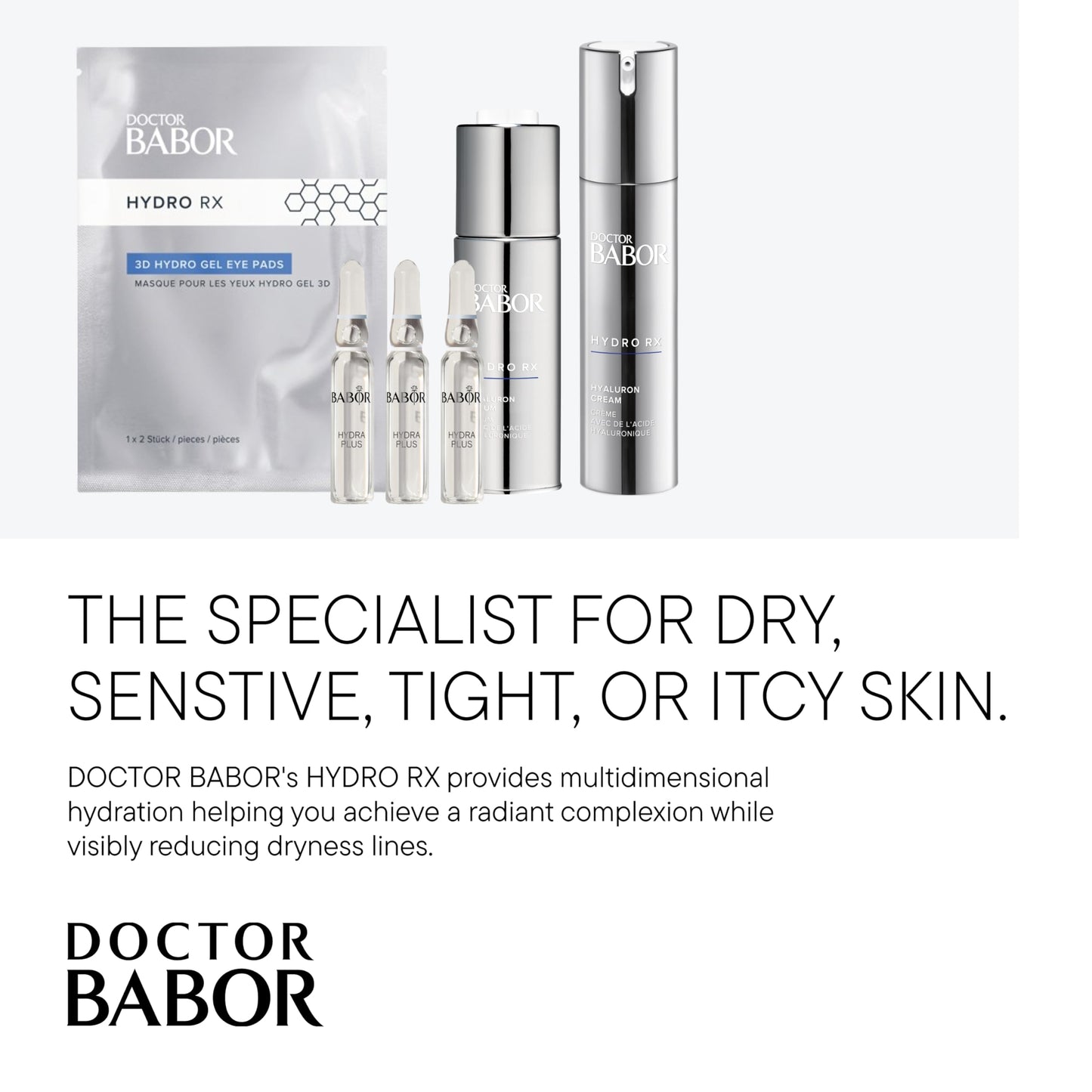 BABOR DOCTOR HydroRX 3D Gel Eye Pads, Hyaluronic Acid Eye Treatment, Soothes and Moisturizes Under Eye Area to Combat Wrinkles and Fine Lines, Vegan