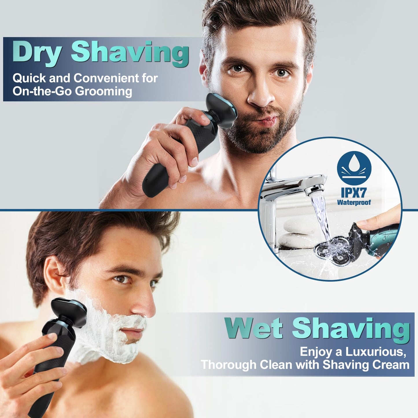 Electric Razor for Men, Shaver for Men Face,Waterproof Wet Dry Electric Shavers LED Display Cordless with Rechargeable Nose Hair Trimmer and Beard Trimmer,Prtable Travel Men's Razors