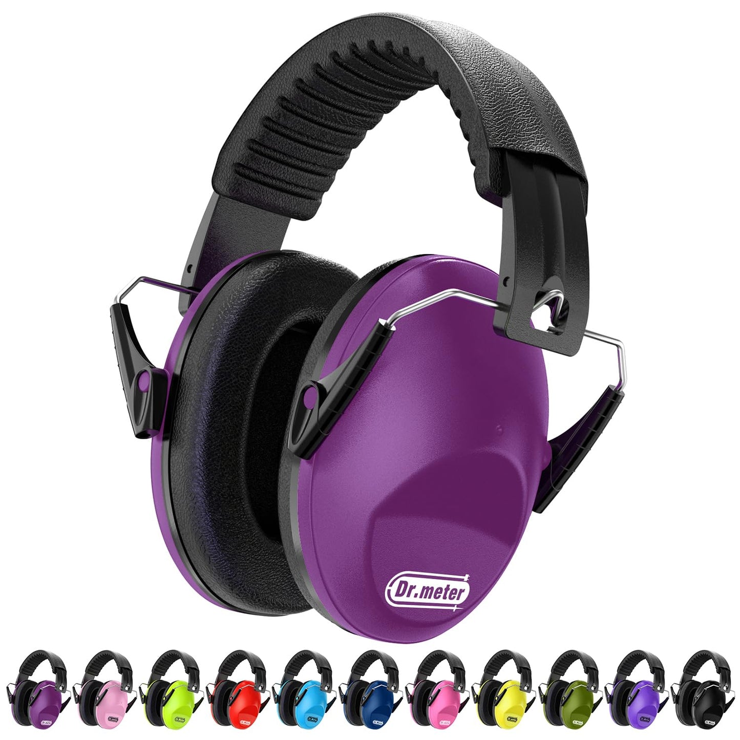 Dr.meter Ear Muffs for Noise Reduction SNR27.4 Kids Ear Protection with Adjustable Headband - Kids Noise Cancelling Headphones for Concerts, Football Game, Fireworks and Air Shows - Dark Purple